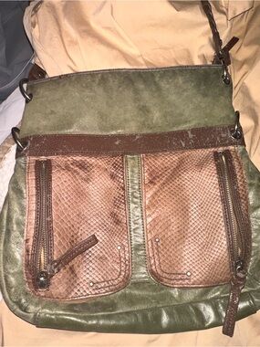 The Sak Olive & Brown Crossbody Shoulder Bag